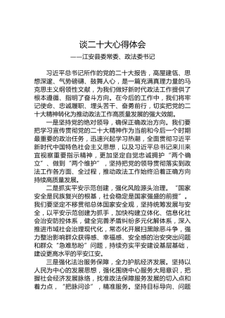 江安县委常委、政法委书记谈二十大心得体会（20221019）