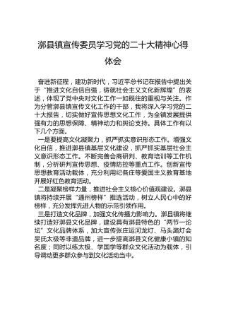 漷县镇宣传委员学习党的二十大精神心得体会（20221018）