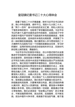 皇冠镇纪委书记二十大心得体会（20221019）