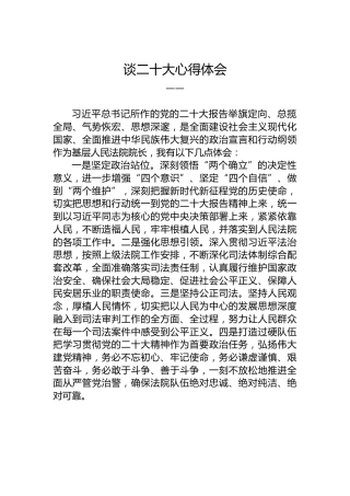 鹤峰县法院党组书记、院长谈二十大心得体会（20221020）
