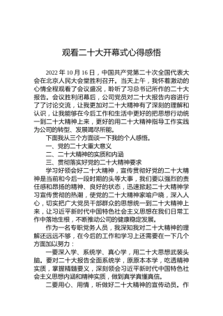 观看二十大开幕式心得体会感悟