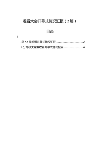 观看大会开幕式情况汇报（2篇）