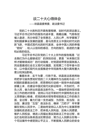 珙县县委常委、政法委书记谈二十大心得体会（20221021）