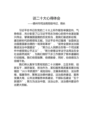 德州市司法局党组书记、局长谈二十大心得体会（20221026）