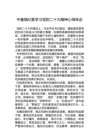 中童镇纪委学习党的二十大精神心得体会（20221024）