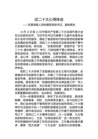 岳普湖县人民检察院党组书记、副检察长谈二十大心得体会（20221023）