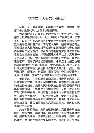 学习二十大报告心得体会（民盟）