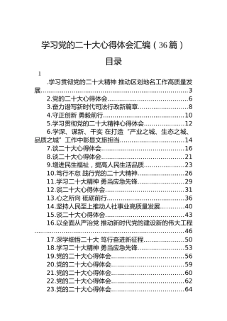 学习党的二十大心得体会汇编（36篇）（盛会）