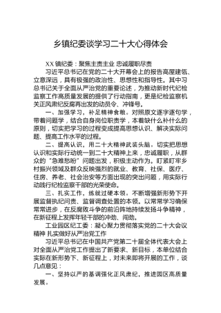 乡镇纪委谈学习二十大心得体会（20221018）