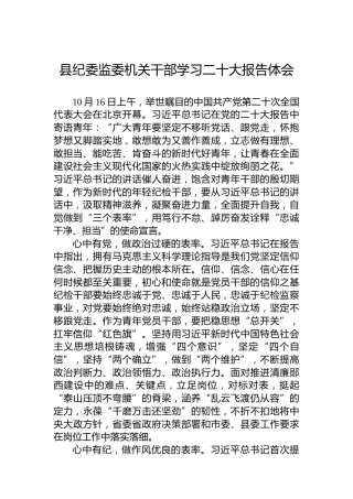 县纪委监委机关干部学习二十大报告体会（20221020）