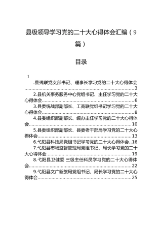 县级领导学习党的二十大心得体会汇编（9篇）