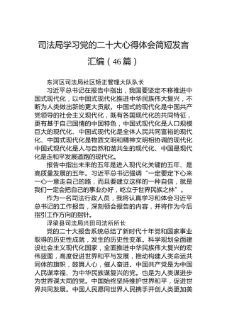 司法局学习党的二十大心得体会简短发言汇编（46篇）