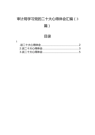 审计局学习党的二十大心得体会汇编（3篇）