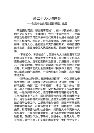 射洪市公安局党委副书记、政委谈二十大心得体会（20221022）