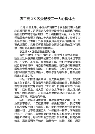 农工党XX区委畅谈二十大心得体会（20221019）