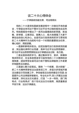宁津县政协副主席、司法局局长谈二十大心得体会（20221025）