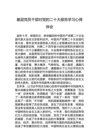 基层党员干部对党的二十大报告学习心得体会