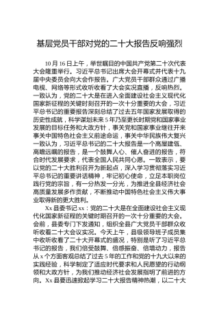 基层党员干部对党的二十大报告反响强烈