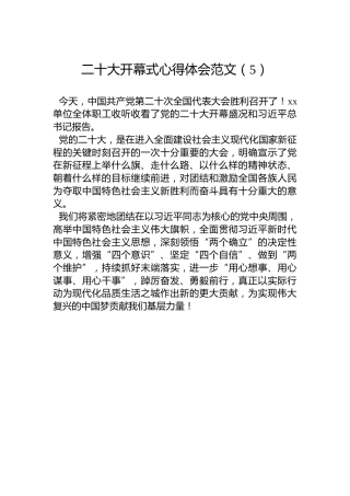 二十大开幕式心得体会范文（5）