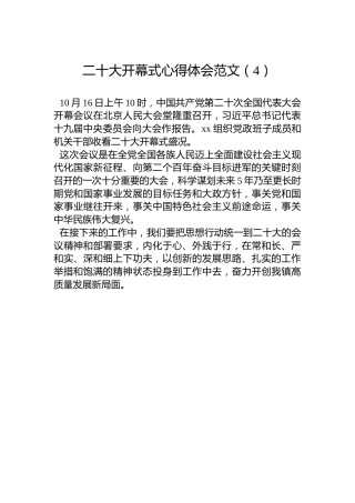 二十大开幕式心得体会范文（4）