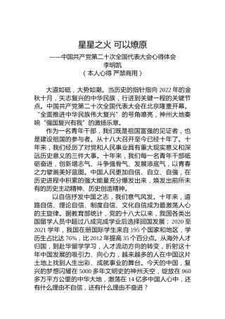 二十大报告心得体会：星星之火可以燎原