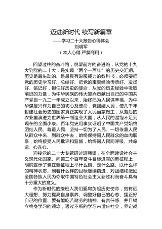 二十大报告心得体会：迈进新时代续写新篇章