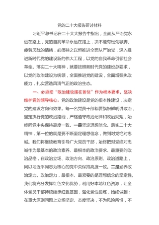 党的二十大报告研讨发言材料