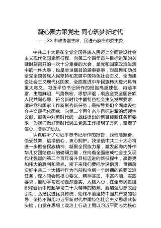 XX市政协副主席、民进石家庄市委主委：谈二十大心得体会（20221018）