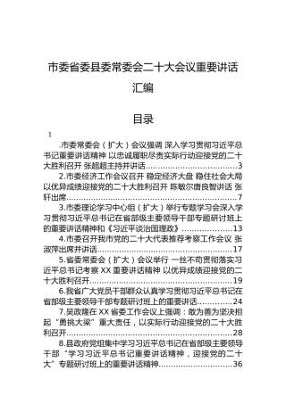 市委省委县委常委会二十大会议重要讲话汇编