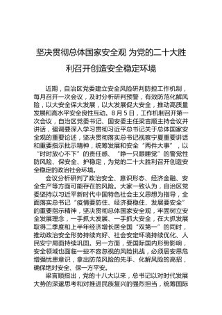 坚决贯彻总体国家安全观为党的二十大胜利召开创造安全稳定环境（20220806）
