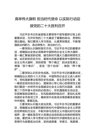 高举伟大旗帜担当时代使命以实际行动迎接党的二十大胜利召开（20220808）