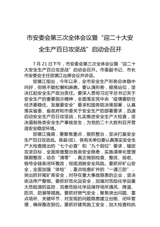 （20220722）市安委会第三次全体会议暨“迎二十大安全生产百日攻坚战”启动会召开
