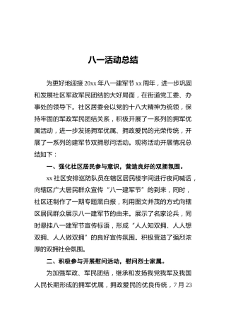 八一活动总结三