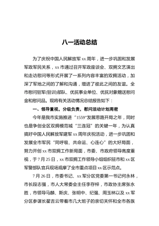 八一活动总结二