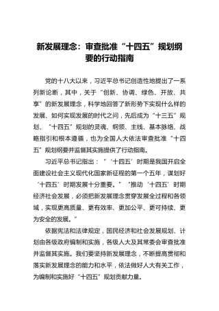新发展理念：审查批准“十四五”规划纲要的行动指南