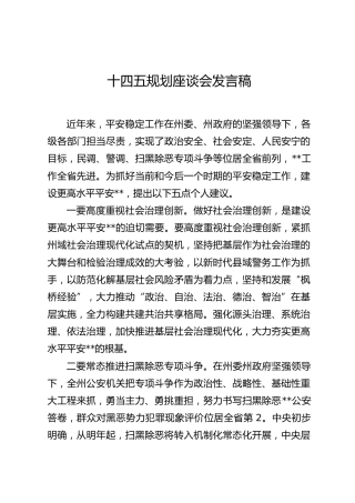 十四五规划座谈会发言稿（三）