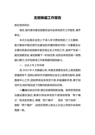 支部换届工作报告