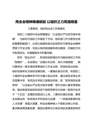 组织部长学习贯彻落实党的二十届四中全会精神心得体会汇编5篇