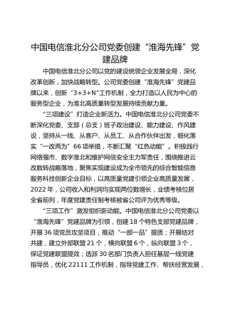 中国电信淮北分公司党委创建“淮海先锋”党建品牌