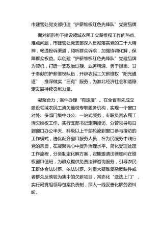 市建管处党支部打造“护薪维权红色先锋队”党建品牌