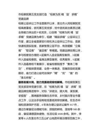 市检察院第五党支部打造 “检察为民 精‘益’求精”党建品牌