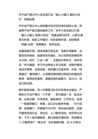 市不动产登记中心党支部打造“暖心小窗口 服务大民生”党建品牌