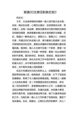 乡镇人大主席任职表态发言