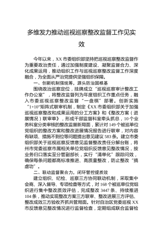 多维发力推动巡视巡察整改监督工作见实效