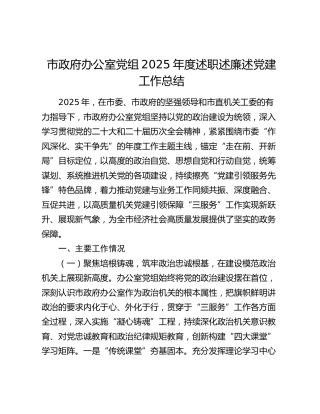 市政府办公室党组2025年度述职述廉述党建工作总结