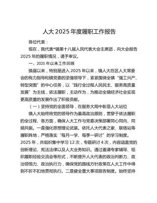 人大2025年度履职工作报告