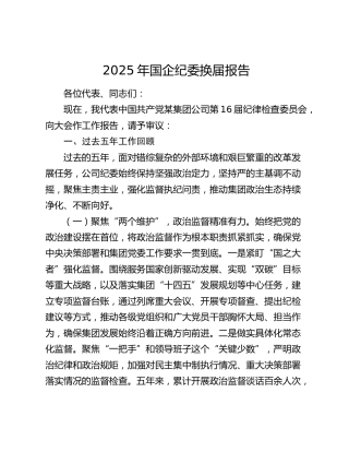 2025年国企纪委换届报告