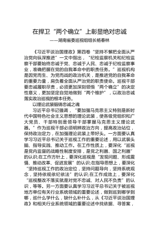 湖南省委巡视组组长杨春林：学习《习近平谈治国理政》第四卷心得体会（20221010）
