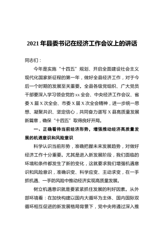 2021年县委书记在经济工作会议上的讲话