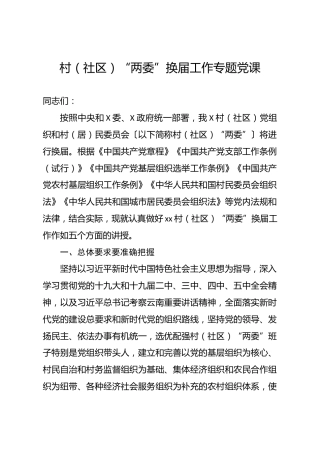 村（社区）“两委”换届工作专题党课